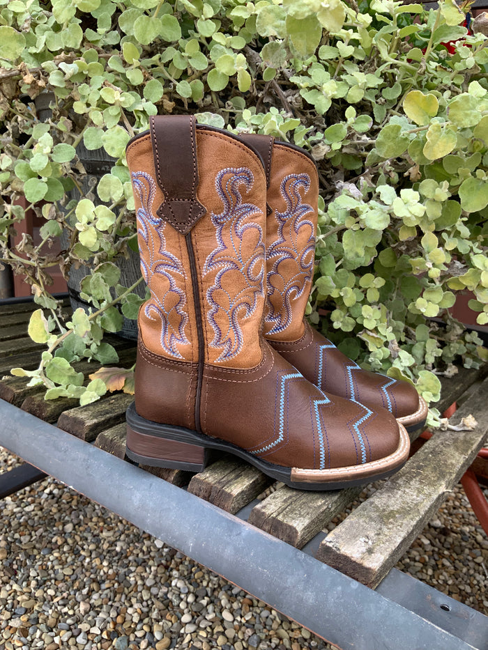 Roper Children & Youth Boy's Monterey Blue Chevron Cowboy Boots 0912-2936-Painted Cowgirl Western Store