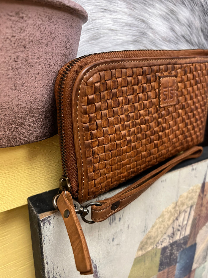STS Sweet Grass Woven Leather Clutch Wallet Wristlet STS32304-Painted Cowgirl Western Store
