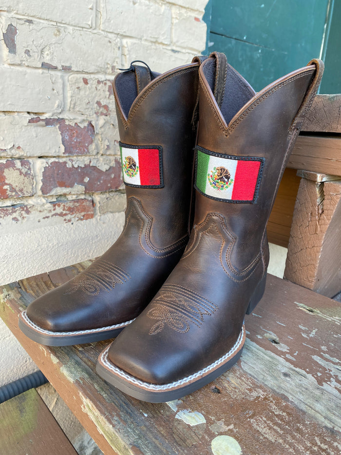 Ariat Children's/Youth Orgullo Mexicano II Square Toe Mexican Flag Cowboy Boots 10039908-Painted Cowgirl Western Store