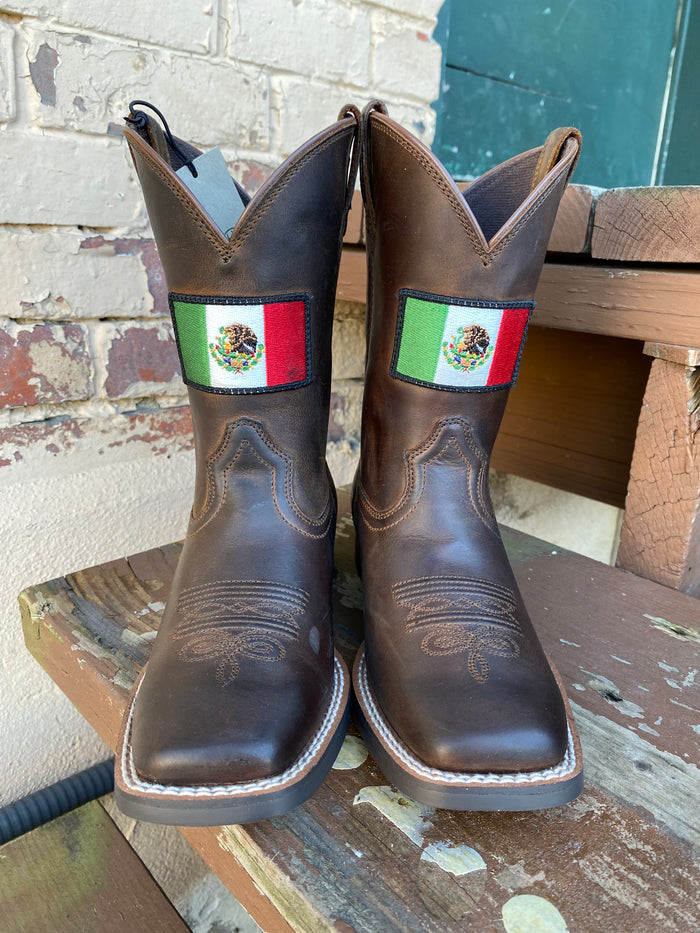 Ariat Children's/Youth Orgullo Mexicano II Square Toe Mexican Flag Cowboy Boots 10039908-Painted Cowgirl Western Store
