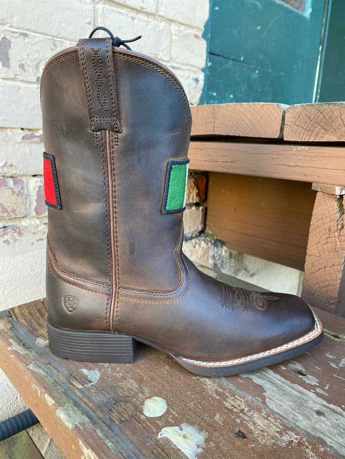 Ariat Children's/Youth Orgullo Mexicano II Square Toe Mexican Flag Cowboy Boots 10039908-Painted Cowgirl Western Store