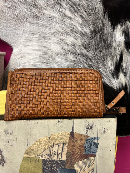 STS Sweet Grass Woven Leather Clutch Wallet Wristlet STS32304-Painted Cowgirl Western Store