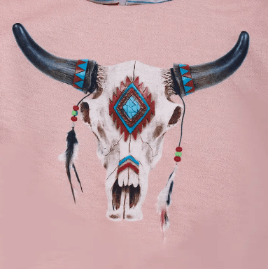 Kids Charm Toddler & Girl's Pink Steerskull and Aztec Print Hoodie LOI