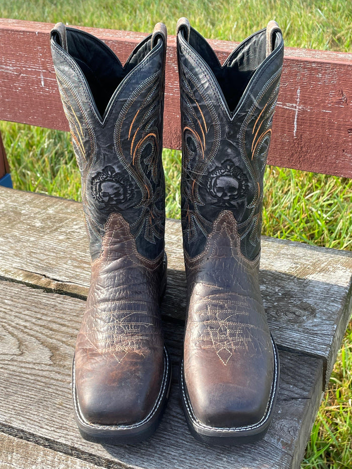 Laredo Hawke Men's Brown Leather & Black Top Steel Toe Square Toe Work Boot 6920-Painted Cowgirl Western Store