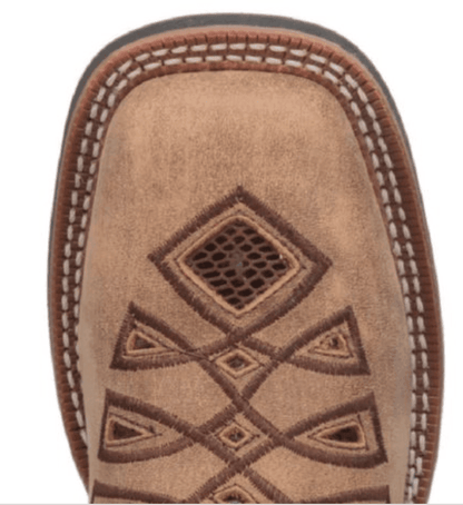 Laredo Women's Kite Days Distressed Brown & Bone White Embroidered Square Toe Cowgirl Boots 5821