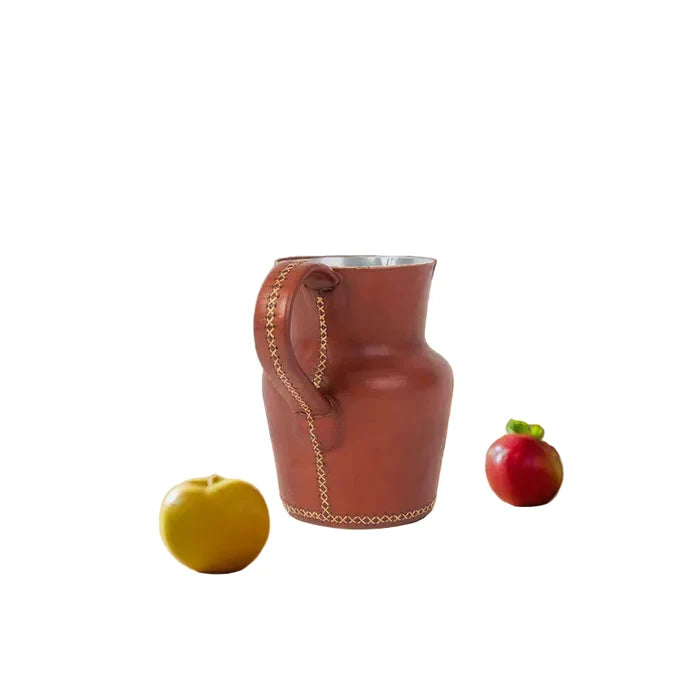 LEATHER COVERED PITCHER IN TAN