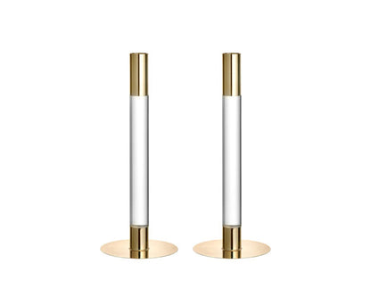 LUMIERE MEDIUM GLASS AND METAL CANDLE HOLDERS IN GOLD