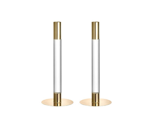 LUMIERE MEDIUM GLASS AND METAL CANDLE HOLDERS IN GOLD