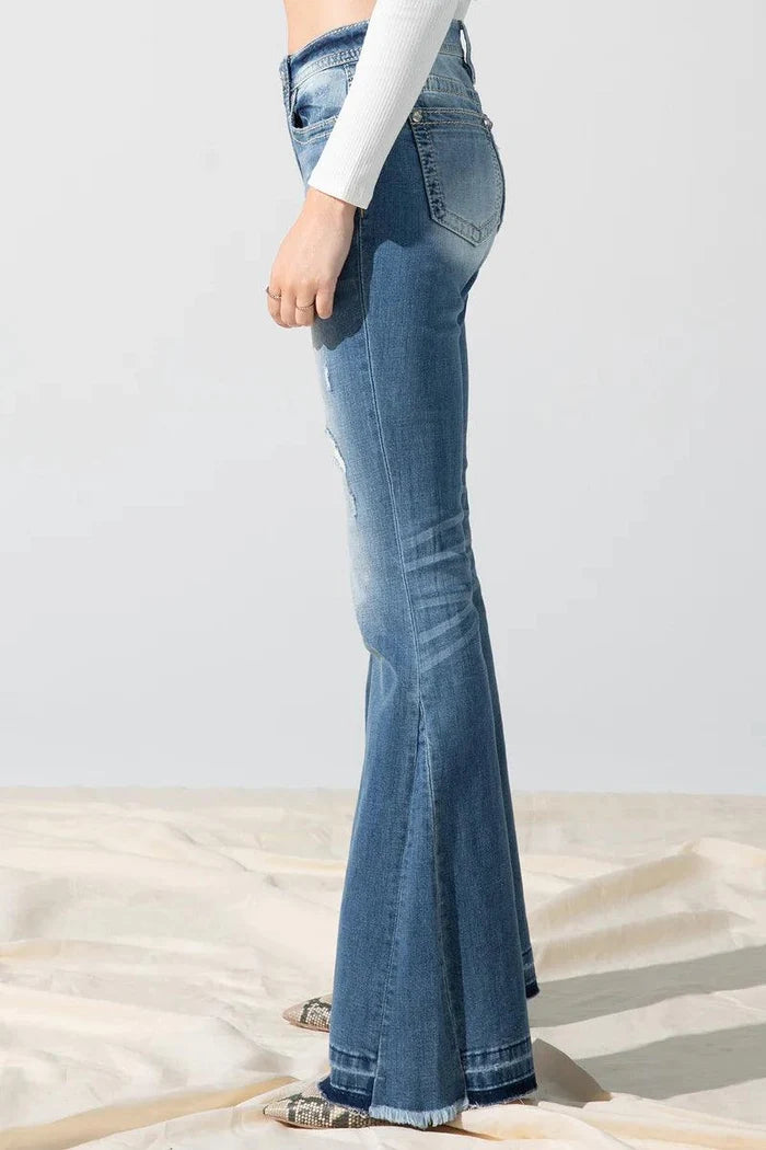 Miss Me Women's Distressed High-Rise Flare Jeans H3636F56-Painted Cowgirl Western Store