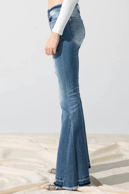 Miss Me Women's Distressed High-Rise Flare Jeans H3636F56-Painted Cowgirl Western Store
