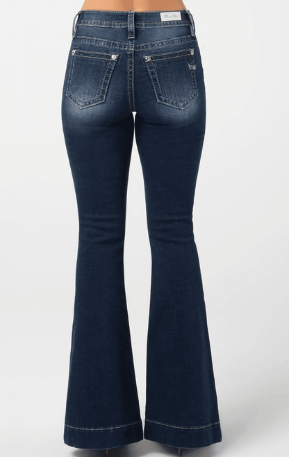 Miss Me Women's High Rise Dark Wash Flare Jeans H3636F65