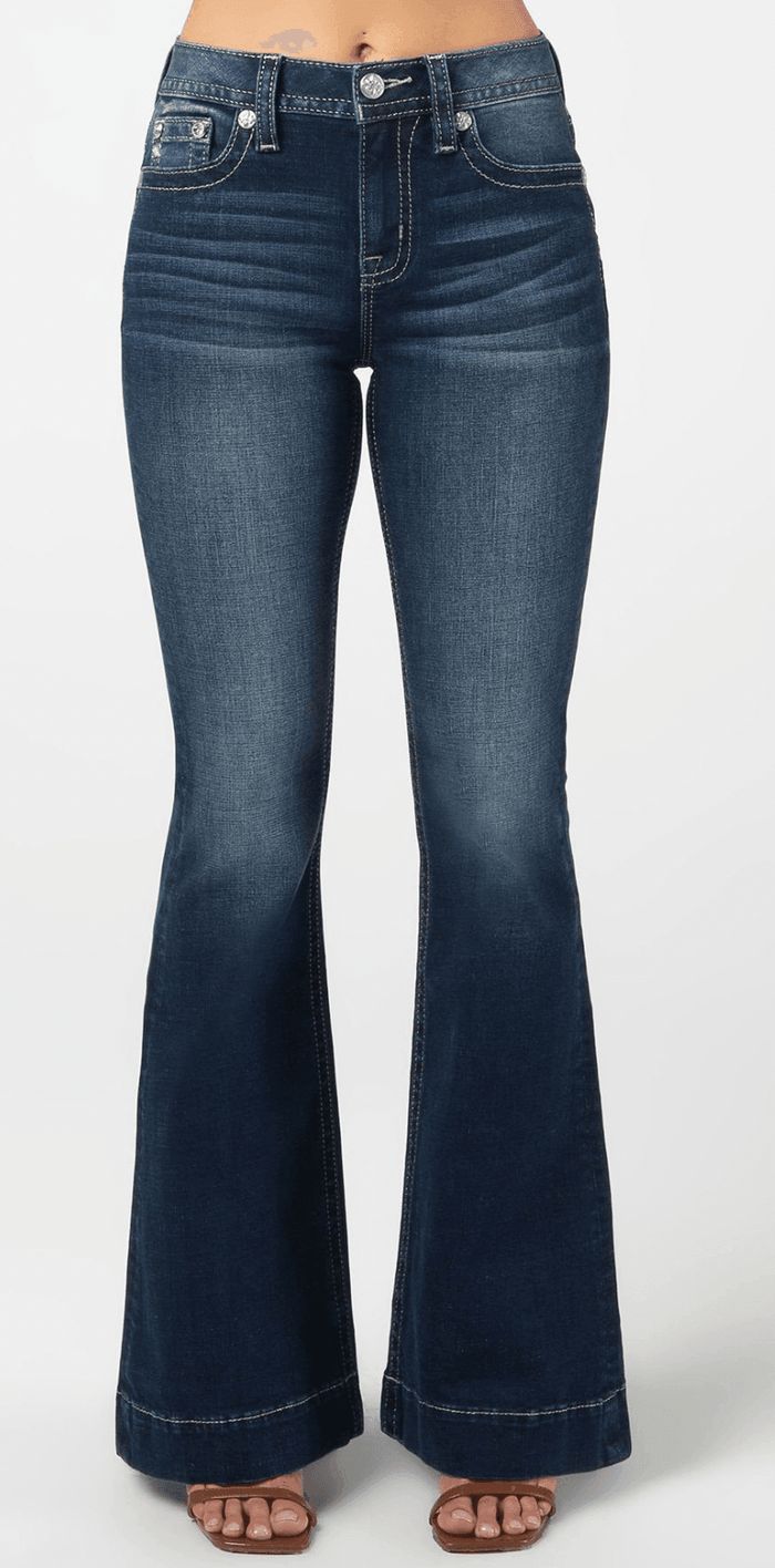 Miss Me Women's High Rise Dark Wash Flare Jeans H3636F65