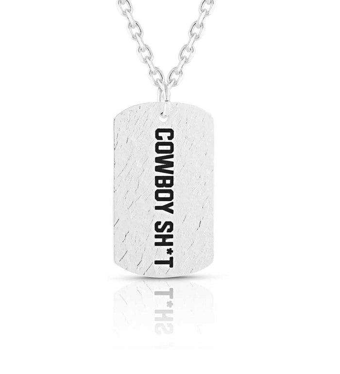 Montana Silversmiths Cowboy Sh*t Silver Dog Tag Necklace CSTNC5083-Painted Cowgirl Western Store