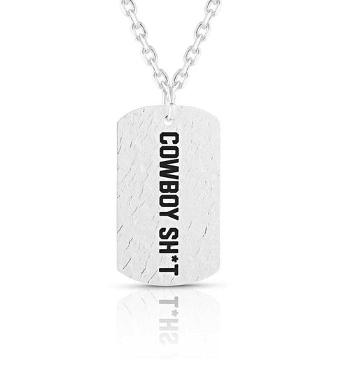 Montana Silversmiths Cowboy Sh*t Silver Dog Tag Necklace CSTNC5083-Painted Cowgirl Western Store