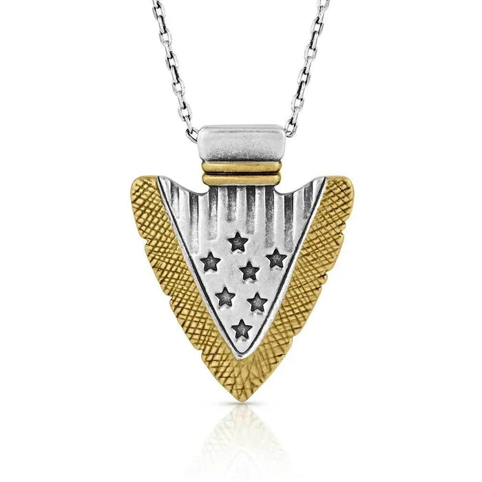Montana Silversmiths Star Spangle Arrowhead Necklace NC5329-Painted Cowgirl Western Store