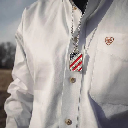 Montana Silversmiths Stars and Stripes Patriotic Necklace NC5066-Painted Cowgirl Western Store