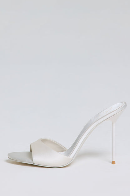 Heeled Mule Sandal in Pearl White