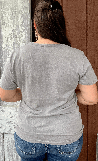 Painted Cowgirl Native Skull Distressed Ash Grey Logo Tee Shirt T-Shirt PCNST-1