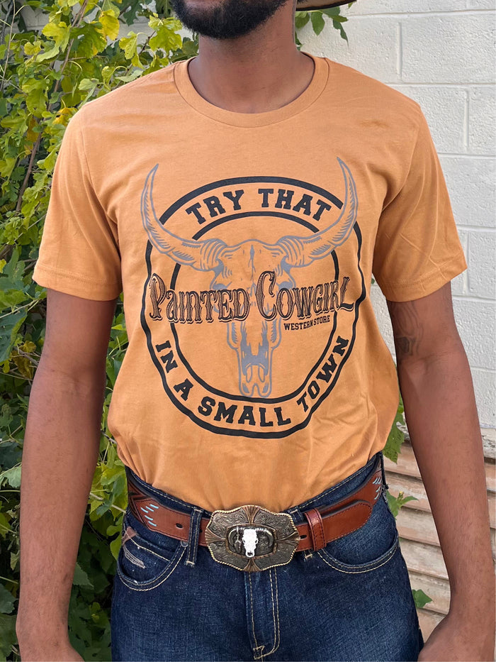 Painted Cowgirl Tan Small Town Tee PCTST10