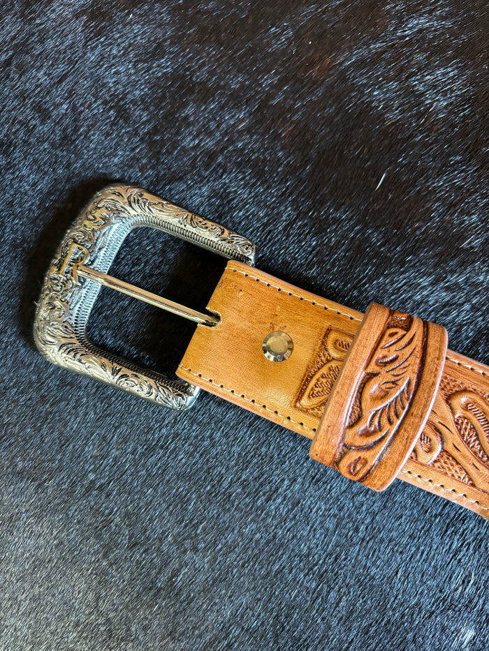 R. Watson Men's Black Suede with Natural Tanned Billets Western Belt RWB2317-Painted Cowgirl Western Store