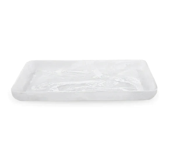 RECTANGULAR LARGE PLATTER IN WHITE SWIRL