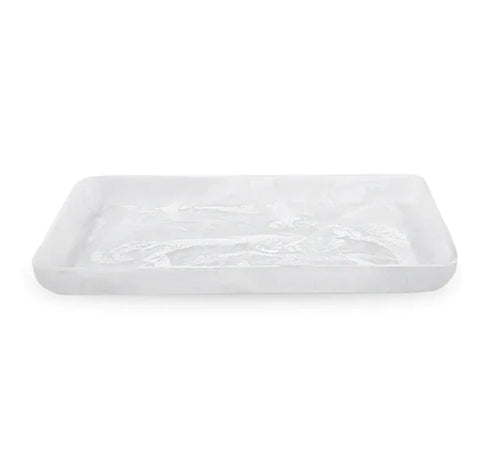 RECTANGULAR LARGE PLATTER IN WHITE SWIRL