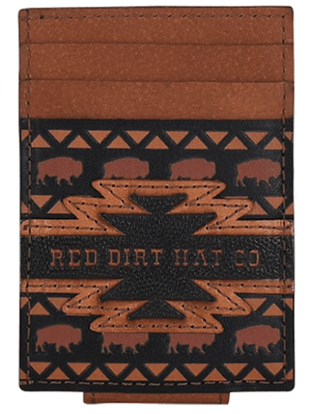 Red Dirt Hat Co. Black Aztec and Bison Leather Money Clip Card Case 24068875M5