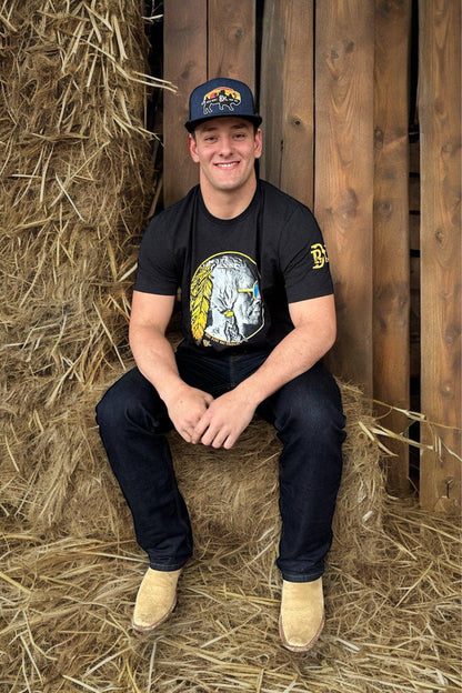 Red Dirt Hat Co. Black Bad Bronc Aviator Chief Tee RDHC-T-101-Painted Cowgirl Western Store