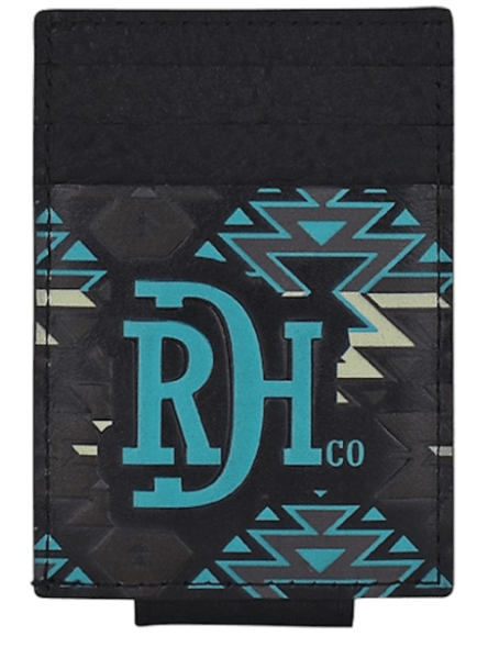 Red Dirt Hat Co. Black & Turquoise Aztec Leather Money Clip Card Case 24068875M4