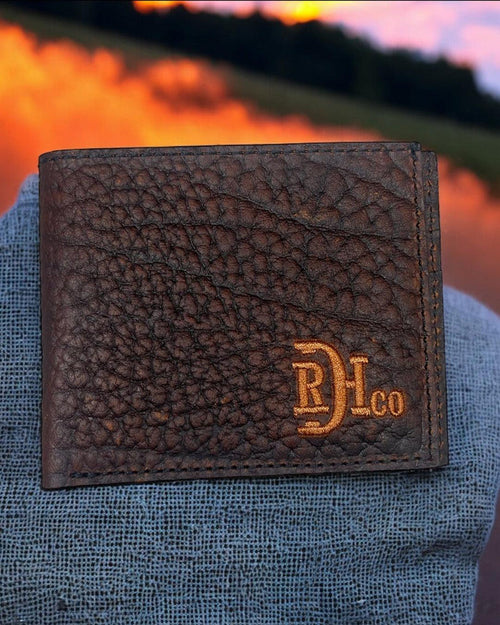 Red Dirt Hat Co. Brown Bison Grain Leather Bi-Fold Wallet 22228881W1-Painted Cowgirl Western Store