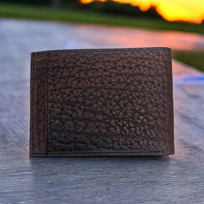 Red Dirt Hat Co. Brown Bison Grain Leather Bi-Fold Wallet 22228881W1-Painted Cowgirl Western Store