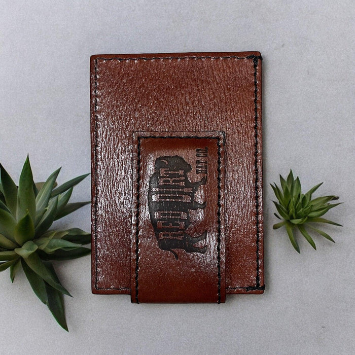 Red Dirt Hat Co. Turquoise & Brown Aztec Buffalo Inlay Leather Money Clip Card Case 22228875M6-Painted Cowgirl Western Store