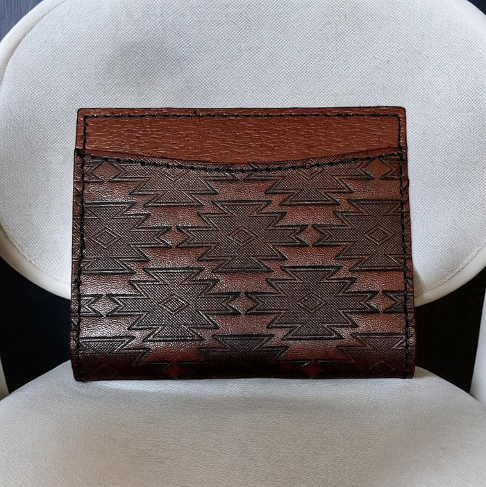 Red Dirt Hat Co. Turquoise & Brown Buffalo Inlay Leather Bi-Fold Card Case 22228878W6-Painted Cowgirl Western Store