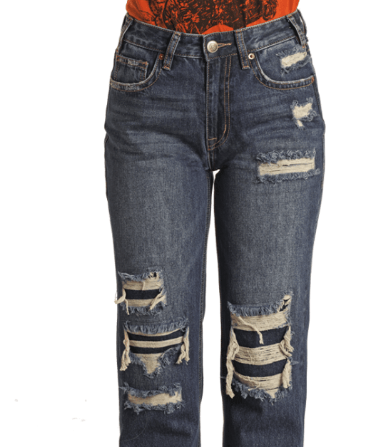 Rock and Roll Women's Distressed Straight Leg Crop Jeans BW9HD02255