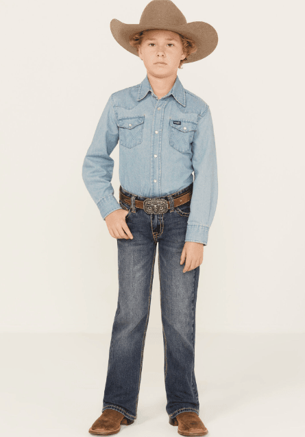 Rock & Roll Cowboy Boy's Stretch Dark Wash Bootcut Jeans RRBD0BR1IC