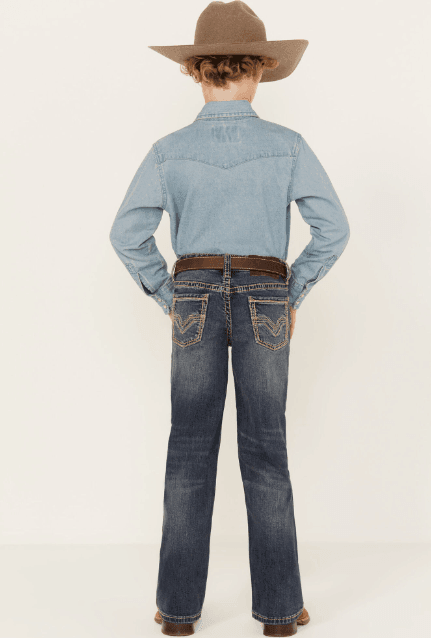 Rock & Roll Cowboy Boy's Stretch Dark Wash Bootcut Jeans RRBD0BR1IC