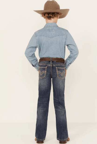 Rock & Roll Cowboy Boy's Stretch Dark Wash Bootcut Jeans RRBD0BR1IC