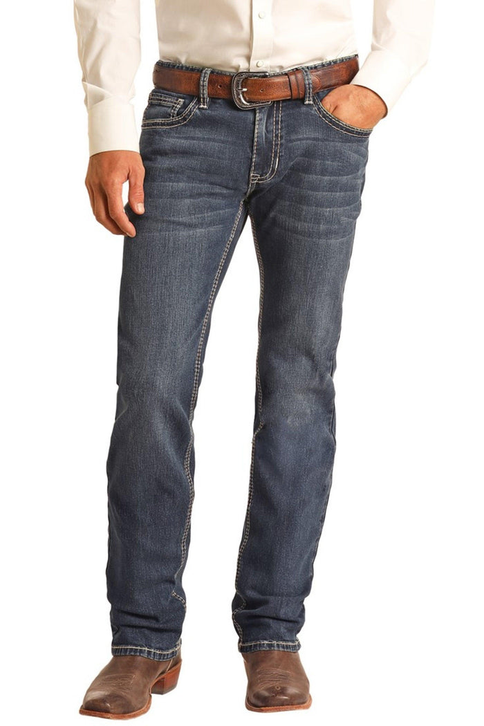 Rock & Roll Cowboy Denim Revolver '46 Slim Fit Stretch Straight Leg Jeans RRMD1RR1H6-Painted Cowgirl Western Store