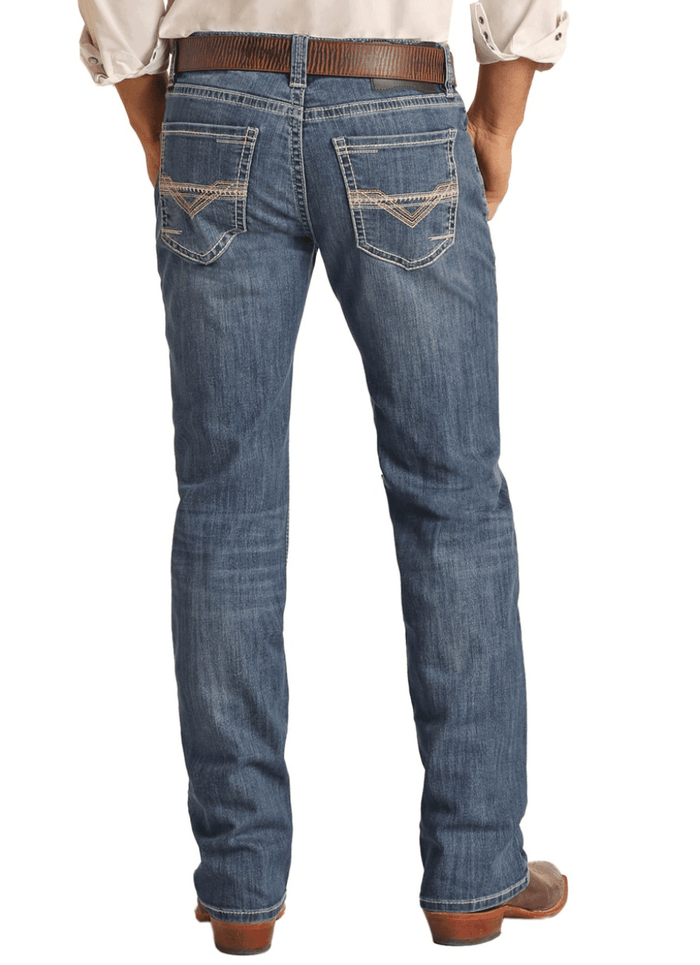 Rock & Roll Cowboy Men's Regular Fit Straight Bootcut Jeans RRMD1PR147
