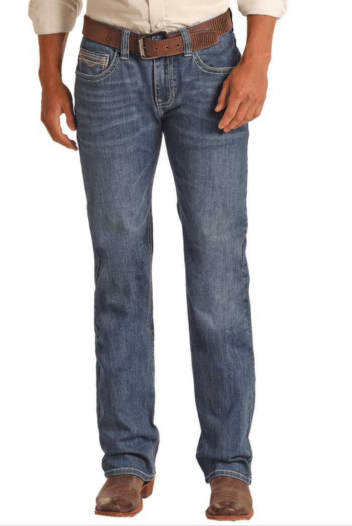 Rock & Roll Cowboy Men's Regular Fit Straight Bootcut Jeans RRMD1PR147