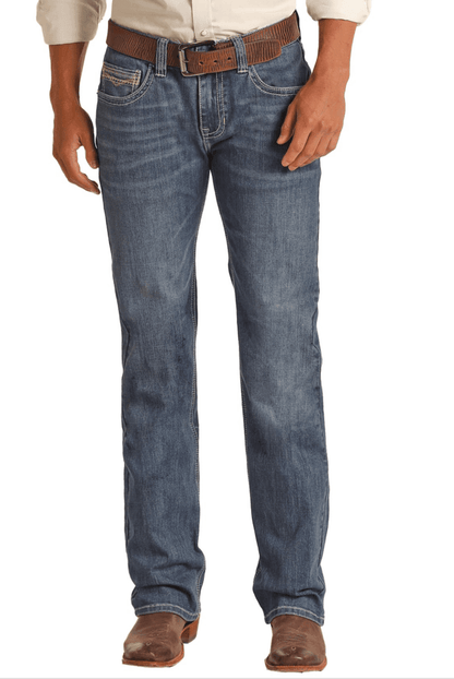 Rock & Roll Cowboy Men's Regular Fit Straight Bootcut Jeans RRMD1PR147
