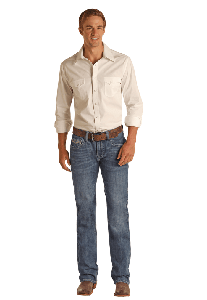Rock & Roll Cowboy Men's Regular Fit Straight Bootcut Jeans RRMD1PR147