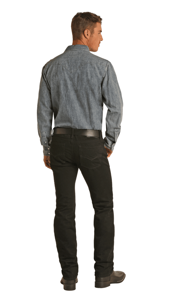 Rock & Roll Cowboy Men's Revolver Slim Fit Straight Leg Black Jeans RRMD1RR0N5