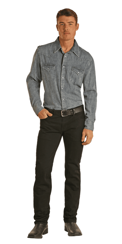 Rock & Roll Cowboy Men's Revolver Slim Fit Straight Leg Black Jeans RRMD1RR0N5