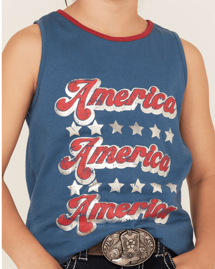 Rock & Roll Cowgirl Girl's America Tank RRGT20RZM2