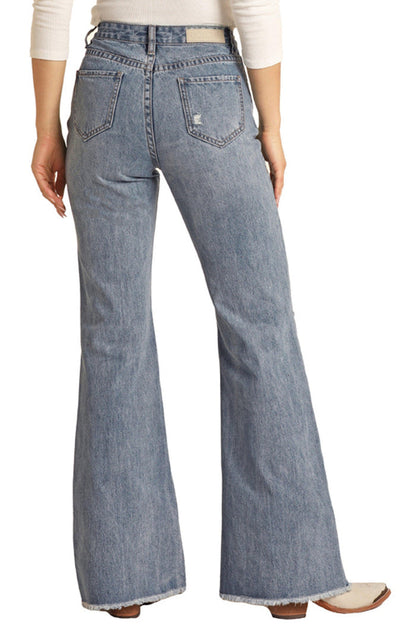 Rock & Roll Cowgirl Women's High Rise Palazzo Flare Jeans RRWD8HR0SH-Painted Cowgirl Western Store