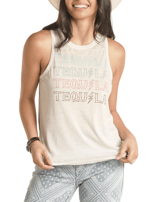 Rock & Roll Cowgirl Women's Ivory Tequila Tank Top RRWT20R0YT