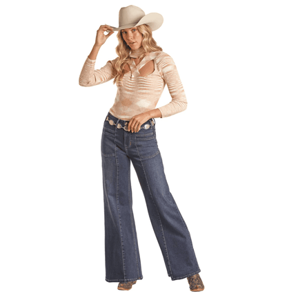 Rock & Roll Cowgirl Women's Patch Pocket Palazzo Jeans BW8HD02603