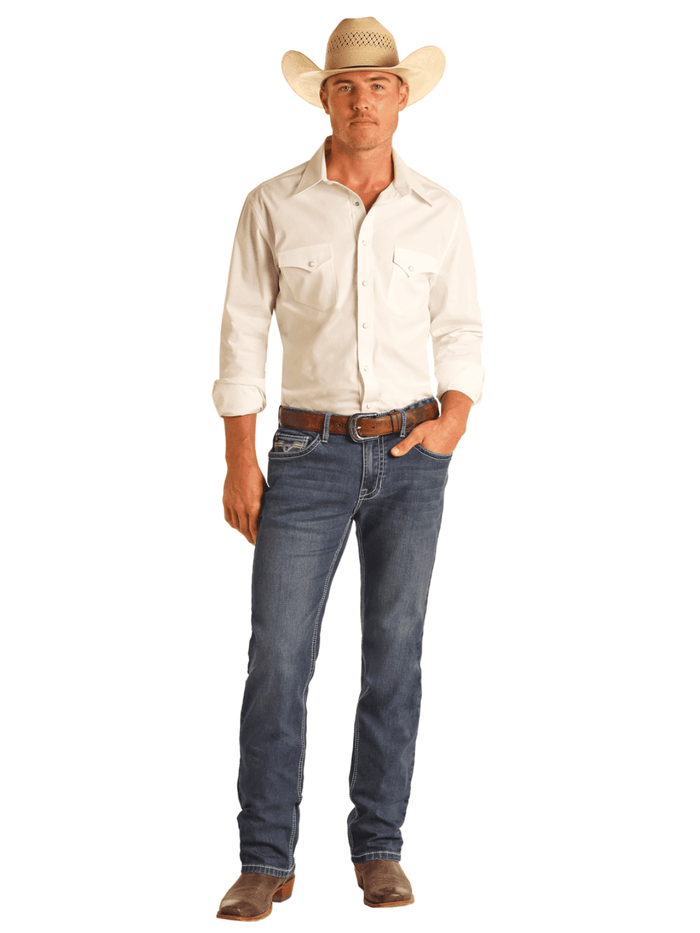 Rock & Roll Denim Men's Reflex Revolver Slim Fit Straight Leg Jeans RRMD1RR1GZ