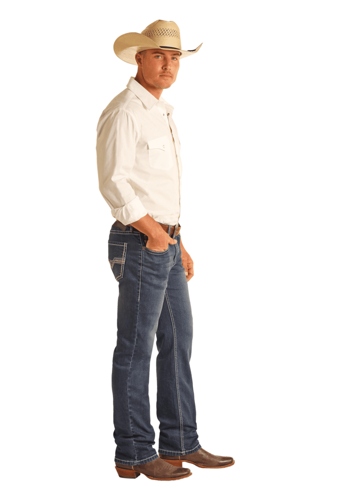 Rock & Roll Denim Men's Reflex Revolver Slim Fit Straight Leg Jeans RRMD1RR1GZ